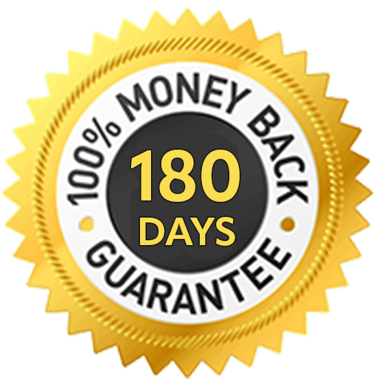 Booster Brew-180-day risk-free money-back guarantee badge